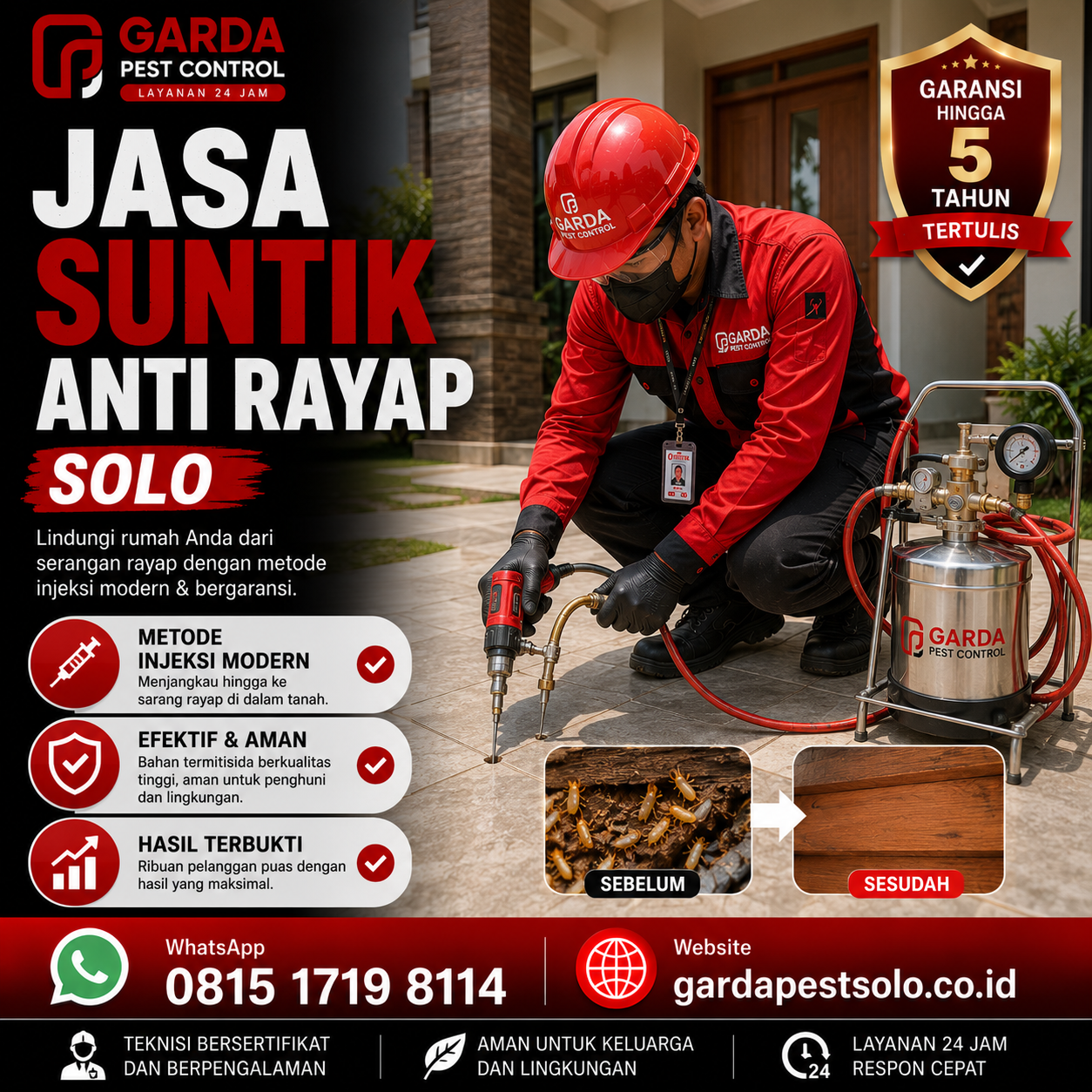 Jasa Pembasmi Rayap Rumah Pasca Konstruksi Solo Bergaransi Resmi